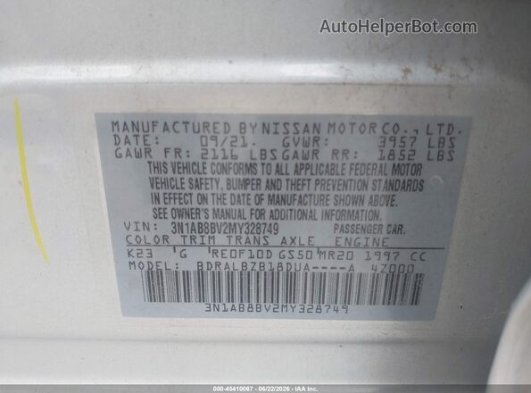3N1AB8BV2MY328749 2021 NISSAN SENTRA Silver Շարժիչի բաժամունքի տեսք