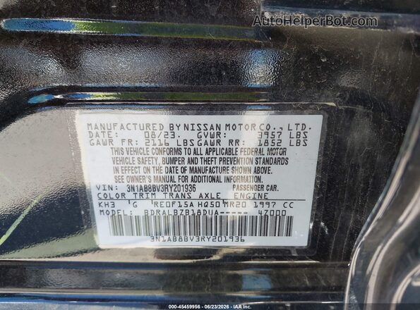 3N1AB8BV3RY201936 2024 NISSAN SENTRA Черный Вид подкапотного пространства
