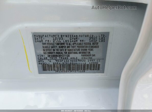 3N1AB8BV3RY271128 2024 NISSAN SENTRA Белый Вид подкапотного пространства