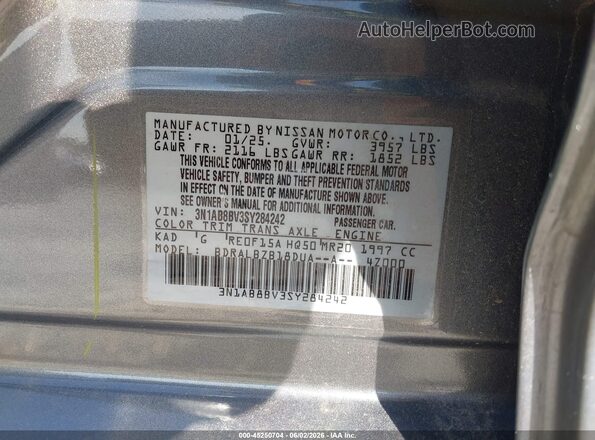 3N1AB8BV3SY284242 2025 NISSAN SENTRA Gray ძრავის განყოფილების ხედი
