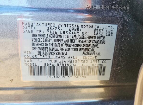 3N1AB8BV3SY350594 2025 NISSAN SENTRA Gray 