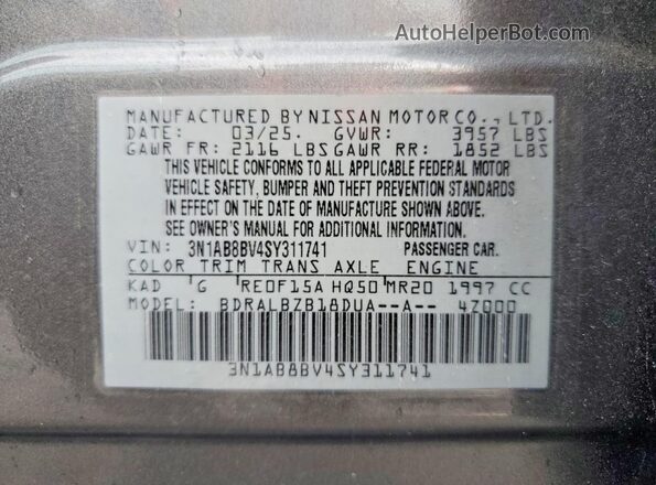 3N1AB8BV4SY311741 2025 NISSAN SENTRA Gray 