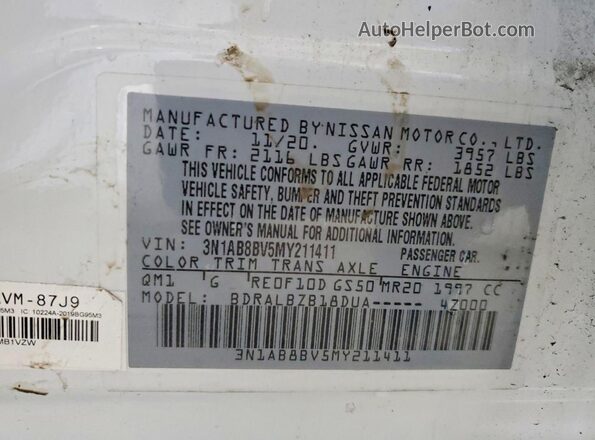 3N1AB8BV5MY211411 2021 NISSAN SENTRA White VIN sticker view