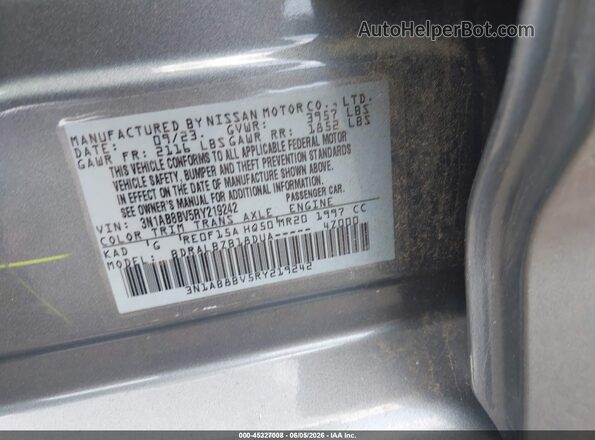 3N1AB8BV5RY219242 2024 NISSAN SENTRA Серый Вид подкапотного пространства
