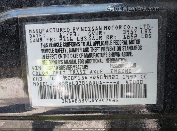 3N1AB8BV6RY247485 2024 NISSAN SENTRA Black Widok komory silnika