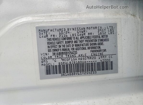 3N1AB8BV6SY254233 2025 NISSAN SENTRA White Widok komory silnika
