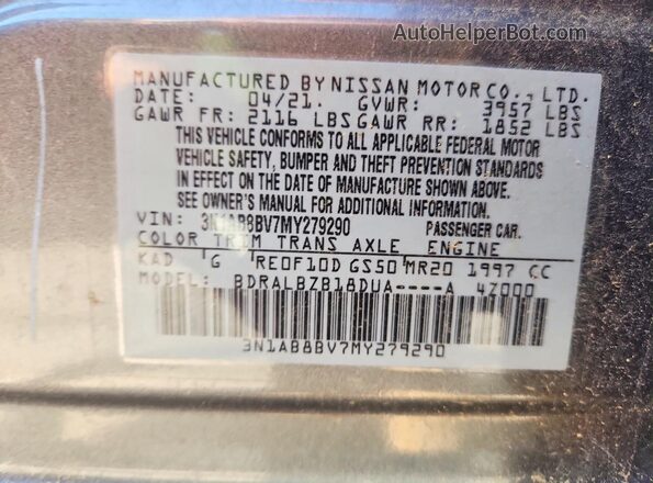 3N1AB8BV7MY279290 2021 NISSAN SENTRA Серый Вид подкапотного пространства