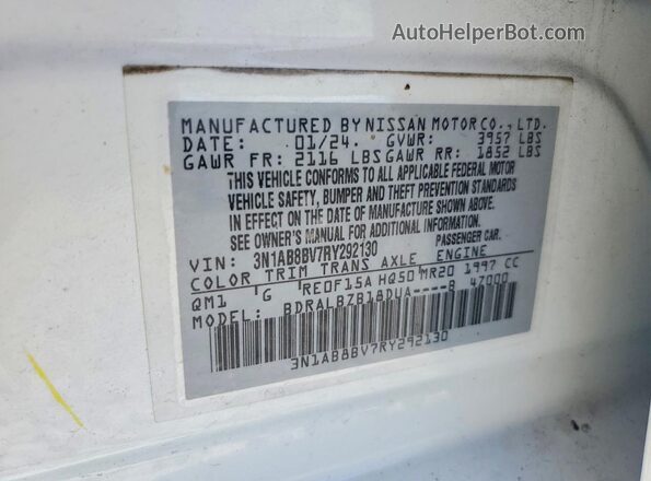 3N1AB8BV7RY292130 2024 NISSAN SENTRA White Engine compartment view