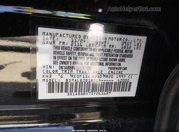 3N1AB8BV7SY261689 2025 NISSAN SENTRA Black Շարժիչի բաժամունքի տեսք