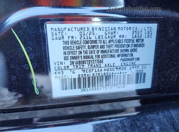 3N1AB8BV7SY277648 2025 NISSAN SENTRA Black Widok komory silnika