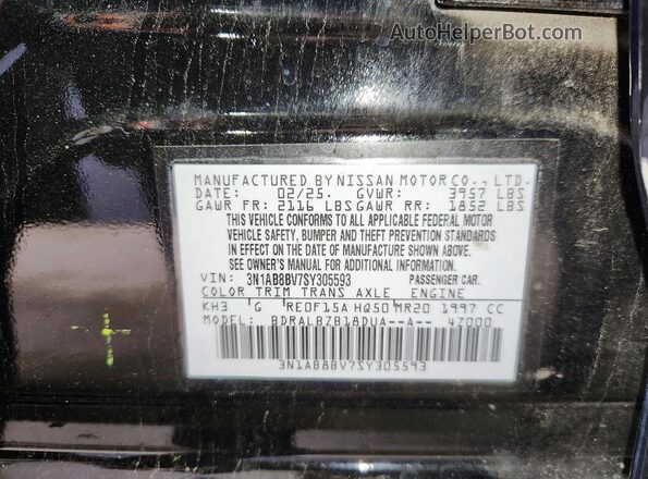 3N1AB8BV7SY305593 2025 NISSAN SENTRA Black Widok komory silnika