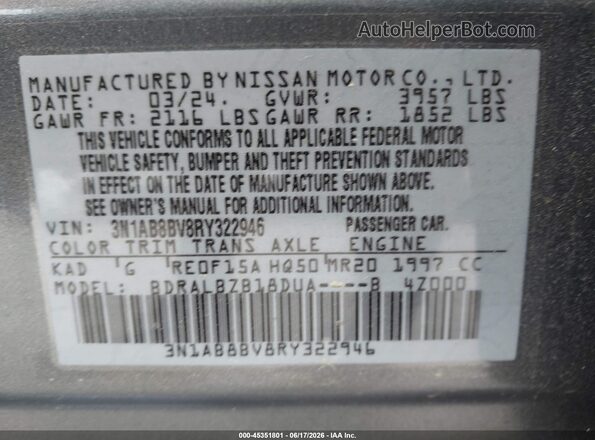 3N1AB8BV8RY322946 2024 NISSAN SENTRA Blue Engine compartment view