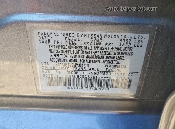 3N1AB8BV9MY304710 2021 NISSAN SENTRA Gray Вид підкапотного простору