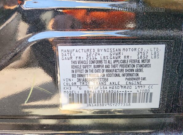 3N1AB8BV9SY277358 2025 NISSAN SENTRA Black Vista del compartimento del motor