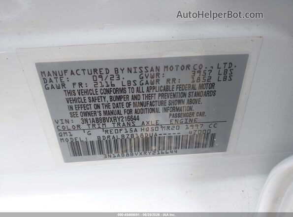 3N1AB8BVXRY216644 2024 NISSAN SENTRA White Շարժիչի բաժամունքի տեսք