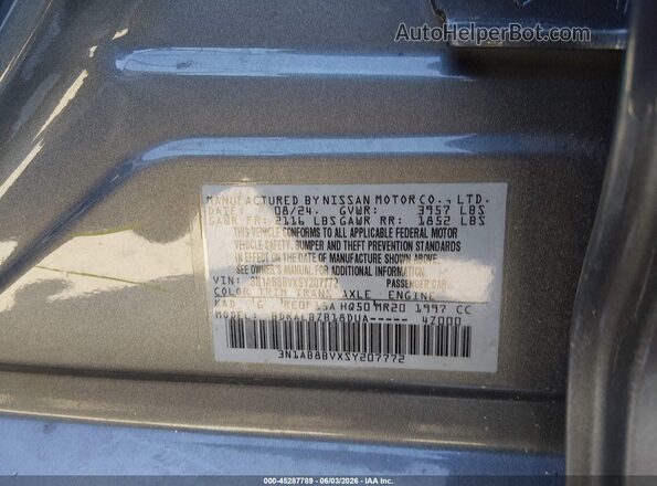 3N1AB8BVXSY207772 2025 NISSAN SENTRA Gray Vista del compartimento del motor
