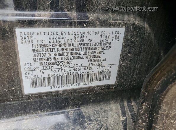 3N1AB8BVXSY286635 2025 NISSAN SENTRA Black VIN sticker view
