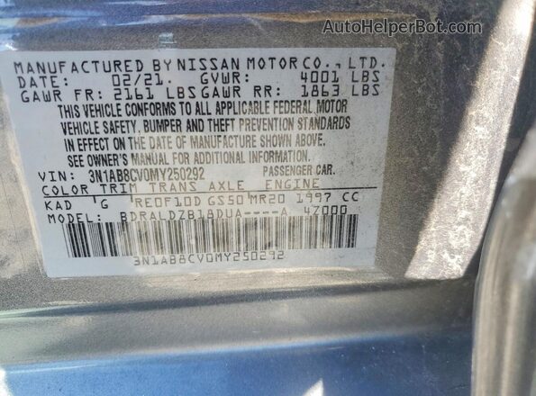 3N1AB8CV0MY250292 2021 NISSAN SENTRA Gray 