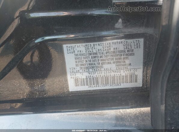 3N1AB8CV0MY324083 2021 NISSAN SENTRA Black Widok komory silnika