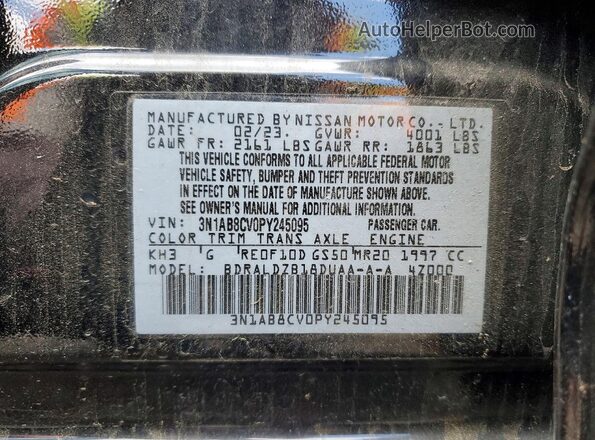 3N1AB8CV0PY245095 2023 NISSAN SENTRA Black Շարժիչի բաժամունքի տեսք