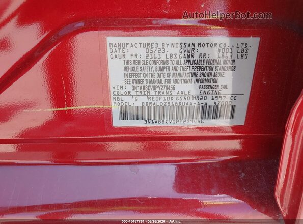 3N1AB8CV0PY279456 2023 NISSAN SENTRA Red Вид підкапотного простору