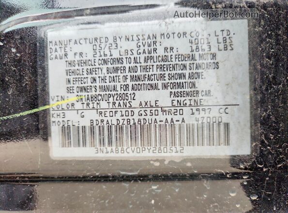 3N1AB8CV0PY280512 2023 NISSAN SENTRA Black Engine compartment view