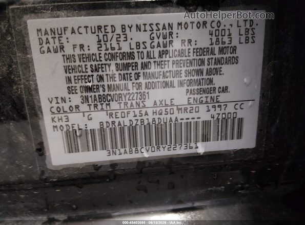3N1AB8CV0RY227361 2024 NISSAN SENTRA Black Вид підкапотного простору