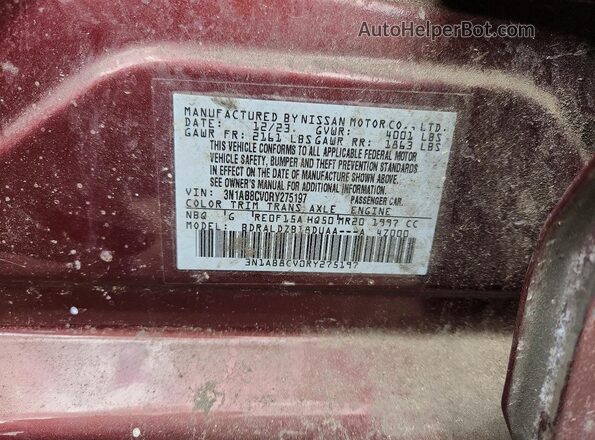 3N1AB8CV0RY275197 2024 NISSAN SENTRA Burgundy 