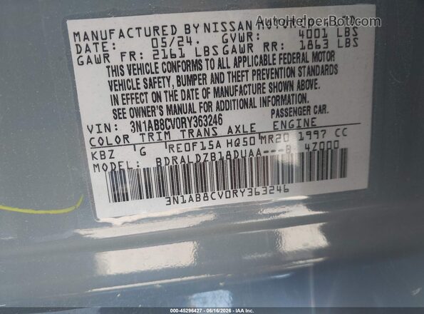 3N1AB8CV0RY363246 2024 NISSAN SENTRA Gray Vista del compartimento del motor