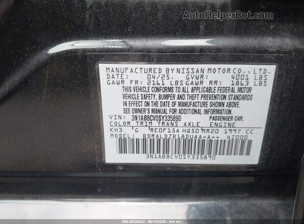 3N1AB8CV0SY335890 2025 NISSAN SENTRA Black Вид підкапотного простору
