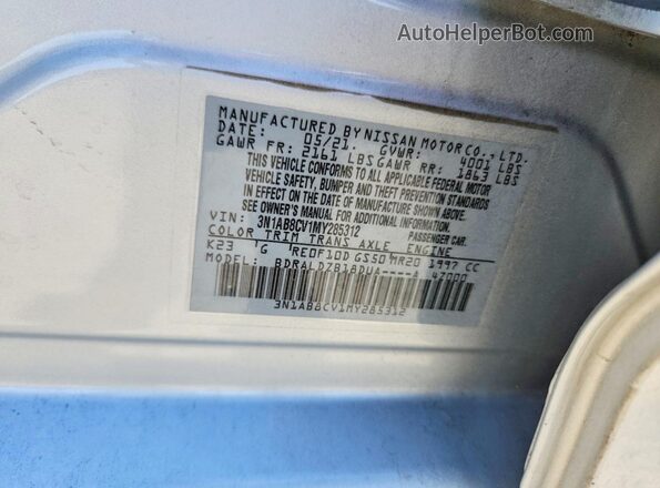 3N1AB8CV1MY285312 2021 NISSAN SENTRA Silver ძრავის განყოფილების ხედი
