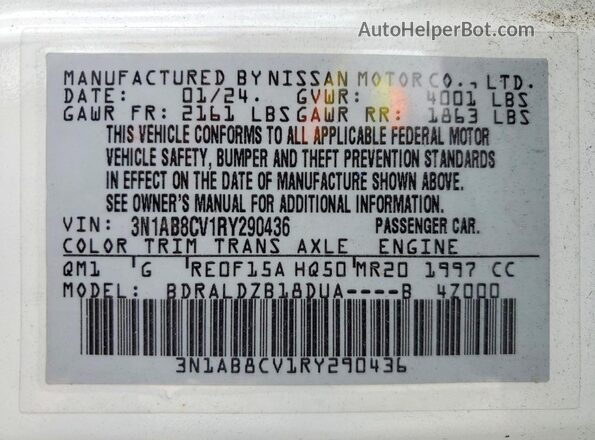 3N1AB8CV1RY290436 2024 NISSAN SENTRA White Vista del compartimento del motor