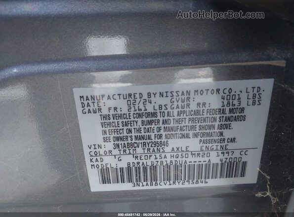3N1AB8CV1RY295846 2024 NISSAN SENTRA Серый Вид подкапотного пространства