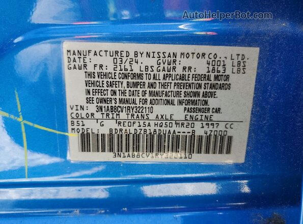 3N1AB8CV1RY322110 2024 NISSAN SENTRA Blue Вид підкапотного простору
