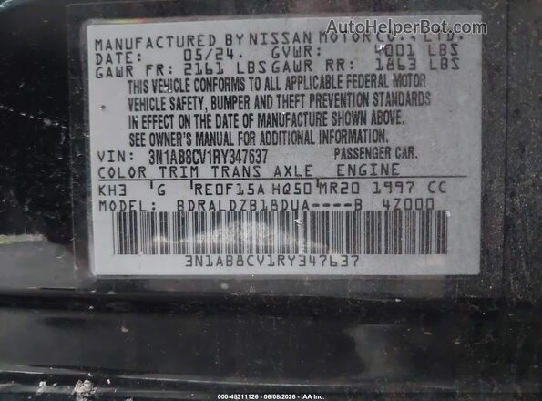 3N1AB8CV1RY347637 2024 NISSAN SENTRA Black Widok komory silnika