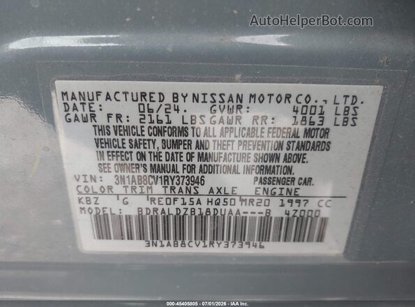 3N1AB8CV1RY373946 2024 NISSAN SENTRA Light Blue ძრავის განყოფილების ხედი