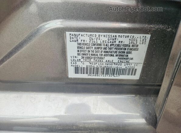 3N1AB8CV1SY359647 2025 NISSAN SENTRA Gray Engine compartment view