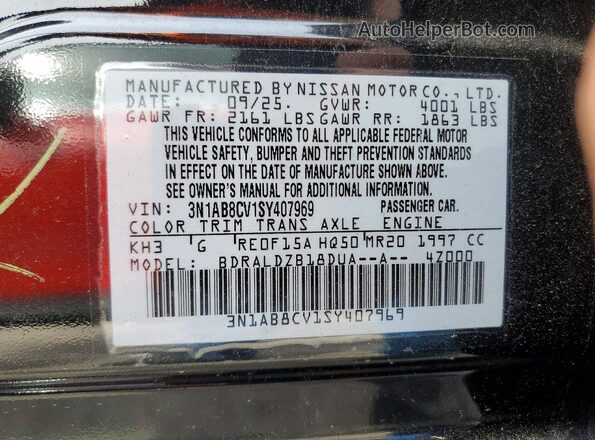 3N1AB8CV1SY407969 2025 NISSAN SENTRA Black Widok naklejki z numerem VIN
