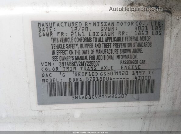 3N1AB8CV2MY225507 2021 NISSAN SENTRA White Вид підкапотного простору