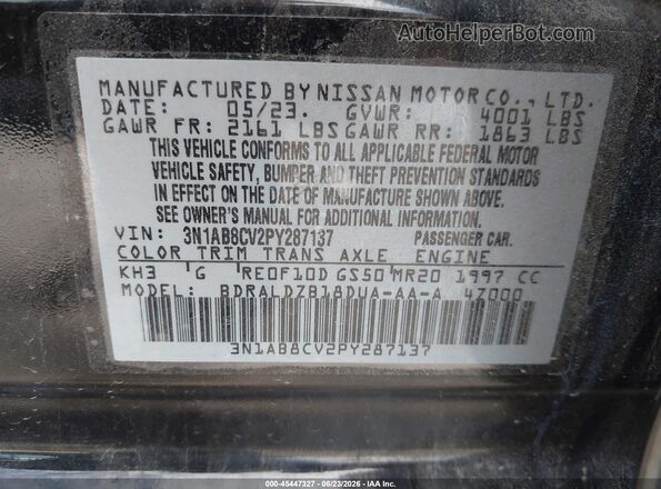 3N1AB8CV2PY287137 2023 NISSAN SENTRA Black Vista del compartimento del motor