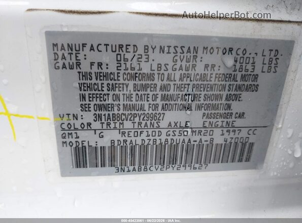3N1AB8CV2PY299627 2023 NISSAN SENTRA White ძრავის განყოფილების ხედი