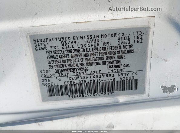 3N1AB8CV2RY292499 2024 NISSAN SENTRA Белый Вид подкапотного пространства