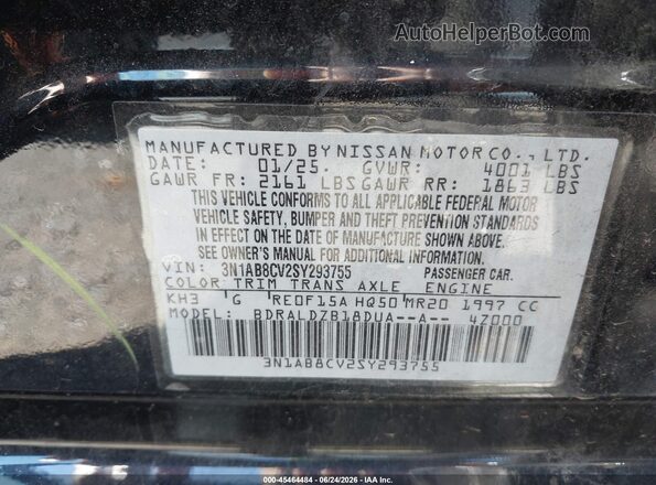 3N1AB8CV2SY293755 2025 NISSAN SENTRA Black Vista del compartimento del motor