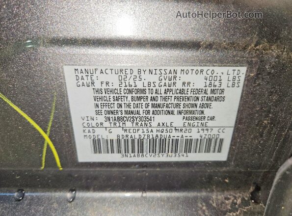 3N1AB8CV2SY303541 2025 NISSAN SENTRA Серый 