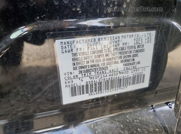 3N1AB8CV2SY359429 2025 NISSAN SENTRA Black VIN sticker view