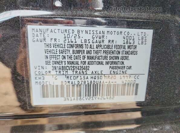 3N1AB8CV2SY426482 2025 NISSAN SENTRA Black Vista del compartimento del motor