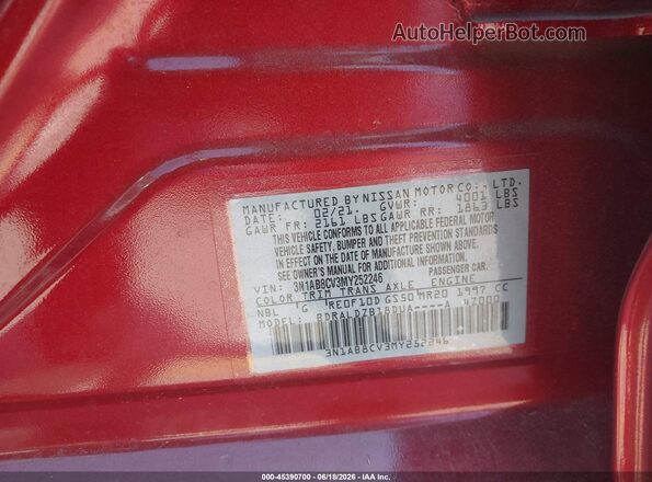 3N1AB8CV3MY252246 2021 NISSAN SENTRA Red Вид підкапотного простору
