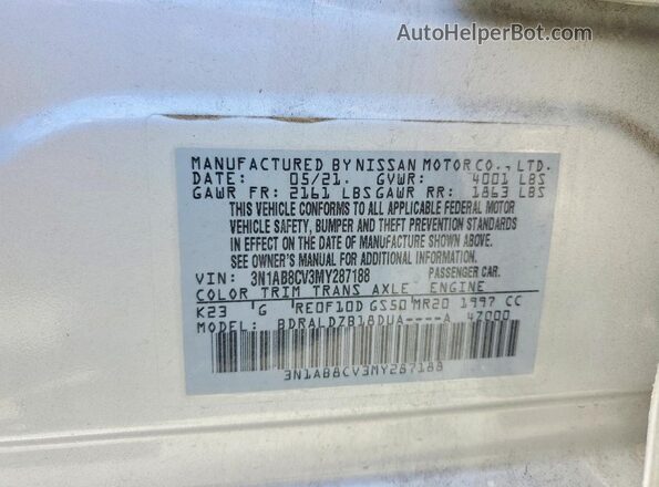 3N1AB8CV3MY287188 2021 NISSAN SENTRA Серебряный Вид подкапотного пространства