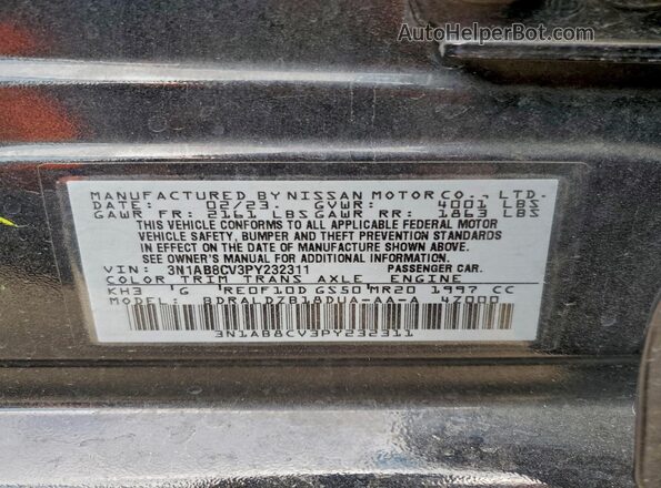 3N1AB8CV3PY232311 2023 NISSAN SENTRA Black Widok komory silnika