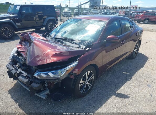 3N1AB8CV3PY247312 2023 NISSAN SENTRA Maroon Առջևի ձախ երեք քառորդ տեսարան